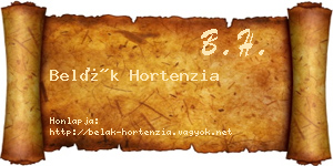 Belák Hortenzia névjegykártya